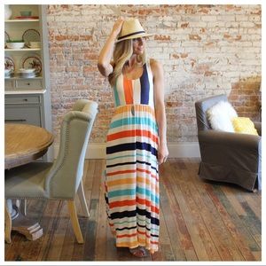 Multi stripe sleeveless maxi dress